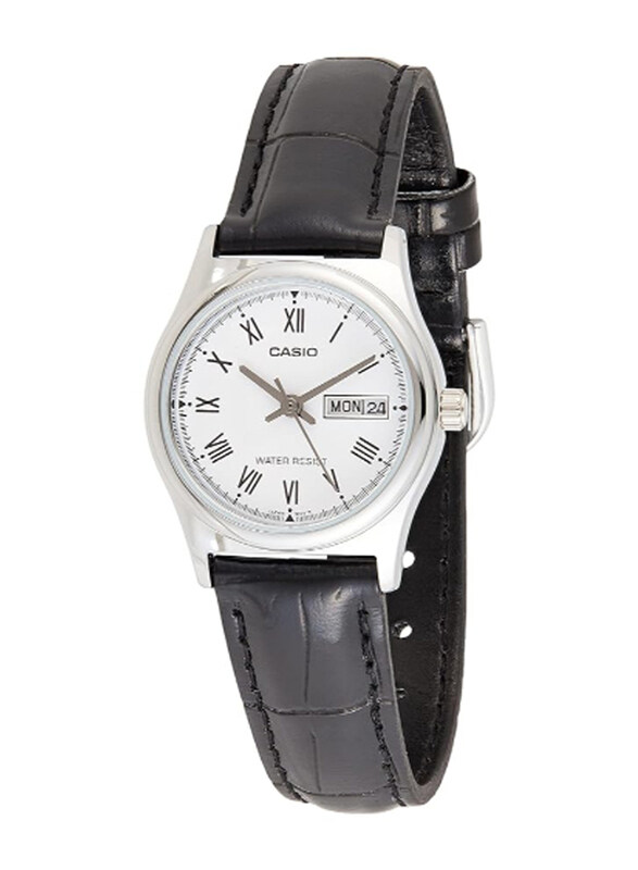 

Casio Analog Watch for Women with Leather Band, Water Resistant, LTP-V006L-7BUDF, Black-White