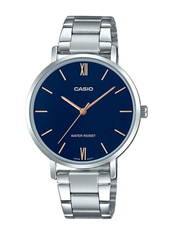 

Casio Analog Watch for Women with Stainless Steel Band, Water Resistant, LTPVT01D-2B, Silver-Blue