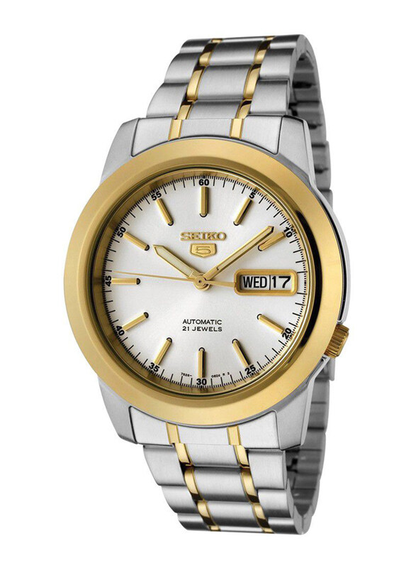 

Seiko 5 Analog Watch for Men with Stainless Steel Band, Water Resistant, SNKE54K1, Multicolour-White