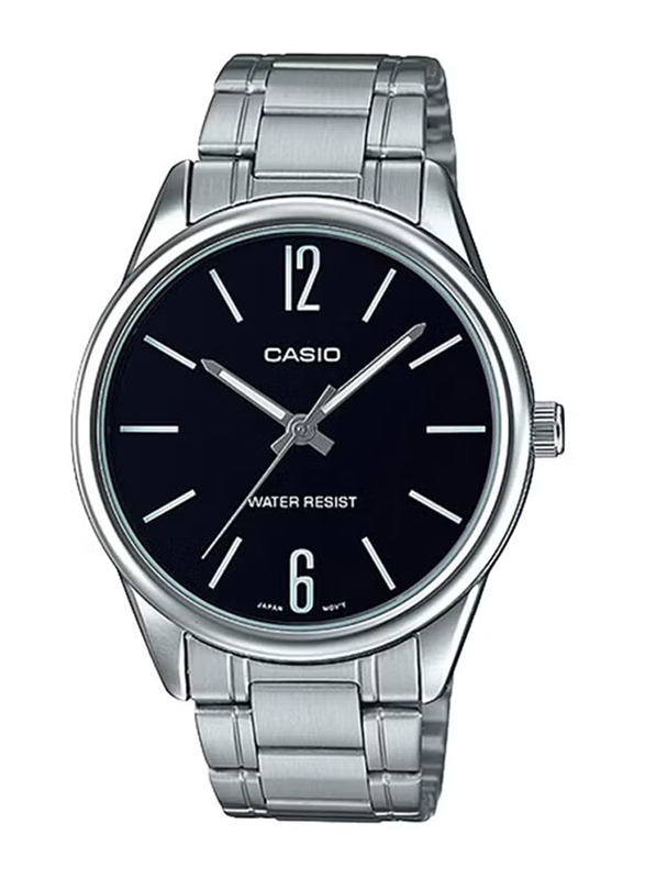 Casio Analog Watch for Men with Stainless Steel Band, Water Resistant, MTP-V005D-1B, Silver-Black