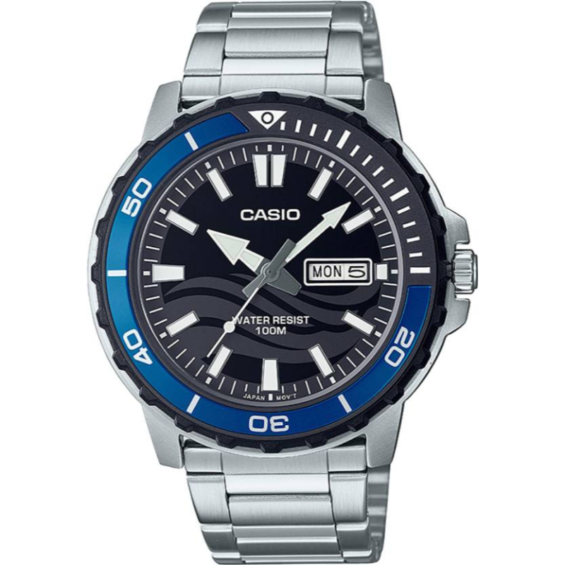 

Casio Standard Analog Watch for Men with Stainless Steel Band, Water Resistant, MTD-125-2AVDF, Silver-Black