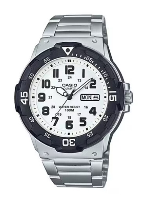 

Casio Youth Series Analog Watch for Men with Stainless Steel Band, Water Resistant, MRW-200HD-7BVDF, Silver-White