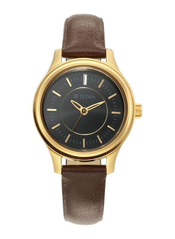 

Titan Karishma Analog Wrist Watch for Women with Leather Band, Water Resistant, 2638YL01, Brown-Black