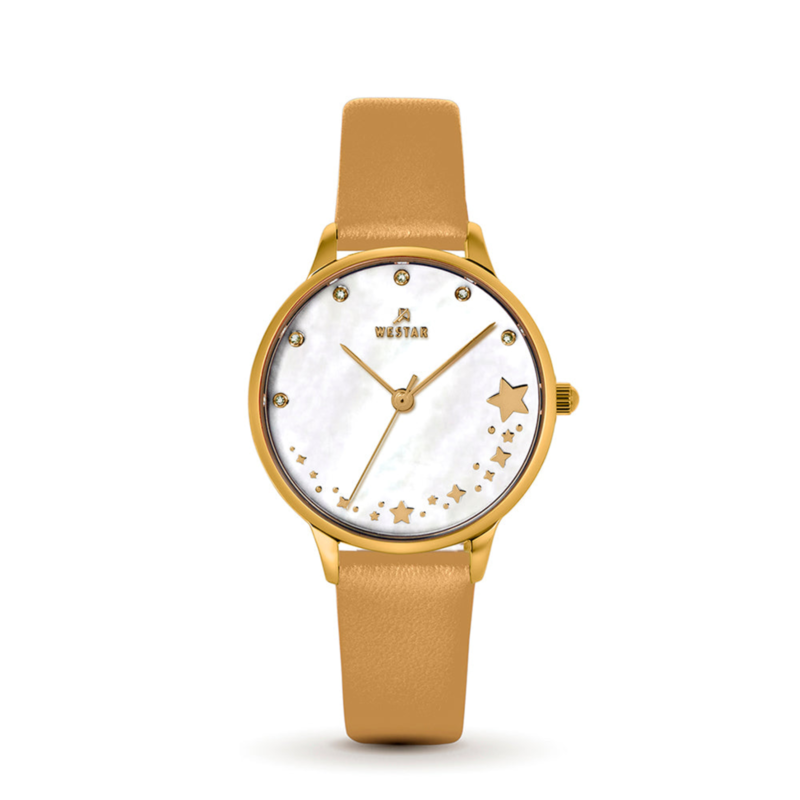 

Westar Analog Watch for Women with Leather Band, Water Resistant, 00144GPN811, Yellow-White