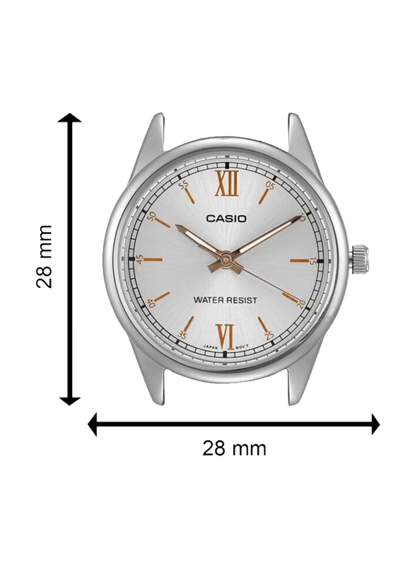 Casio Analog Watch for Women with Stainless Steel Band, Water Resistant, Ltp-V005D-7B2, Silver