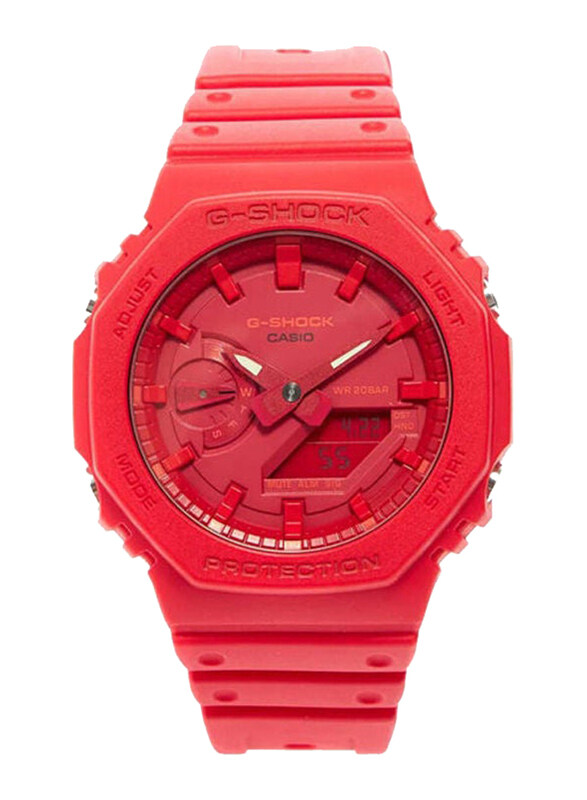 

Casio Analog + Digital Watch Unisex with Resin Band, Water Resistant, GA-2100-4ADR, Red