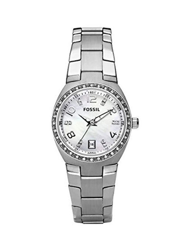 Fossil Analog Wrist Watch for Women with Stainless Steel Band, Water Resistant, AM4141, Silver