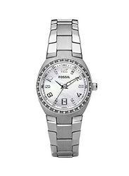 Fossil Analog Wrist Watch for Women with Stainless Steel Band, Water Resistant, AM4141, Silver