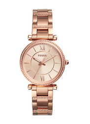 Fossil Carlie Analog Watch for Women with Stainless Steel Band, ES4301, Rose Gold