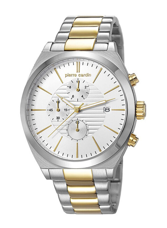 

Pierre Cardin Analog Watch for Men with Stainless Steel Band, Chronograph, PIERRECARDIN106701F11, Silver/Gold-White