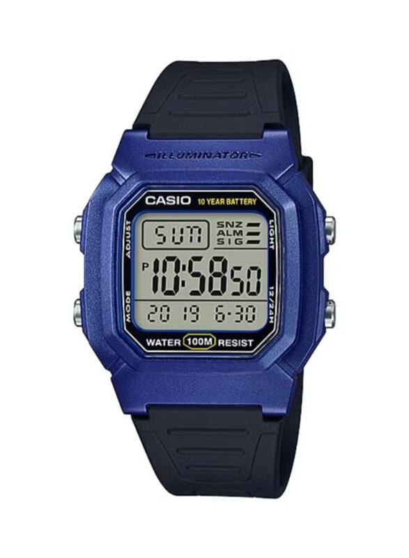 

Casio Youth Series Digital Watch for Men with Resin Band, Water Resistant, W-800HM-2AVDF, Black-Blue