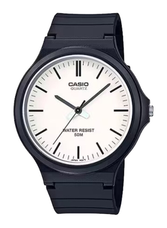 

Casio Youth Series Analog Watch for Men with Resin Band, Water Resistant, MW-240-7EVDF, Black-White