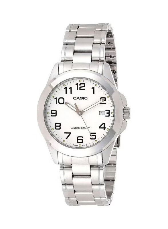 

Casio Enticer Analog Watch for Men with Stainless Steel Band, Water Resistant, MTP-1215A-7B2, Silver-White