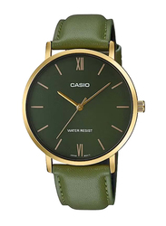 Casio Enticer Analog Watch for Men with Leather Band, MTP-VT01GL-3BUDF, Green-Green