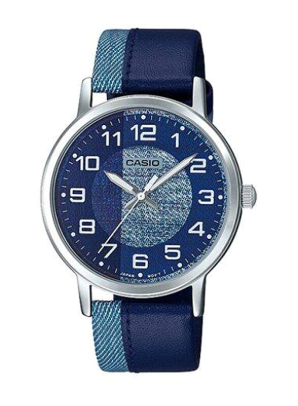 

Casio Standard Series Analog Watch for Men with Leather Band, Water Resistant, MTP-E159L-2B1DF, Blue-Blue