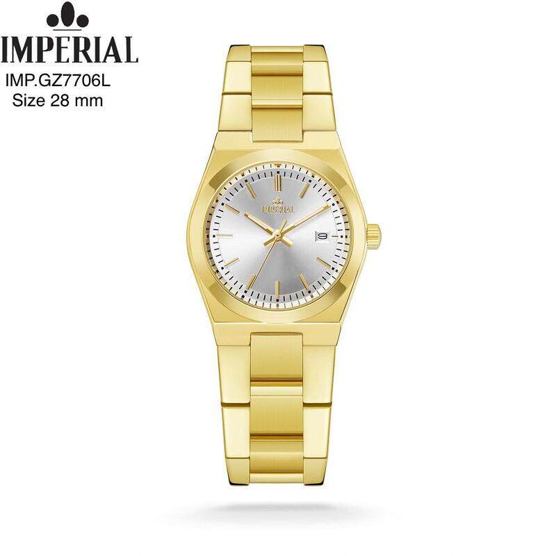 

Imperial 7706g, Ladies pair watch, mgp wht dial,Date