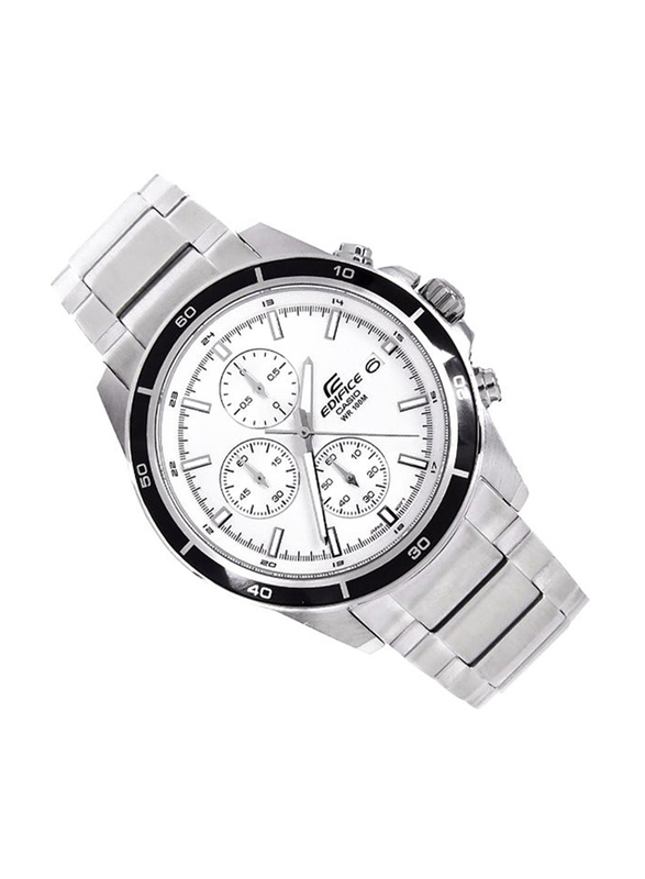 Casio Edifice Analog Watch for Men with Stainless Steel Band, Water Resistant and Chronograph, EFR-526D-7AVUDF, Silver-White