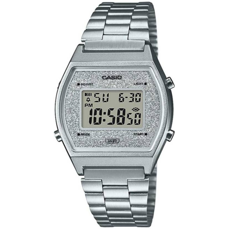 

Casio Vintage Series Digital Watch for Men with Stainless Steel Band, Water Resistant, B640WDG-7DF, Silver-Silver