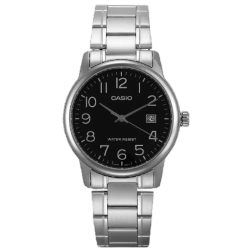 

Casio Enticer Series Analog Watch for Men with Stainless Steel Band, Water Resistant, MTP-V002D-1BUDF, Silver-Black