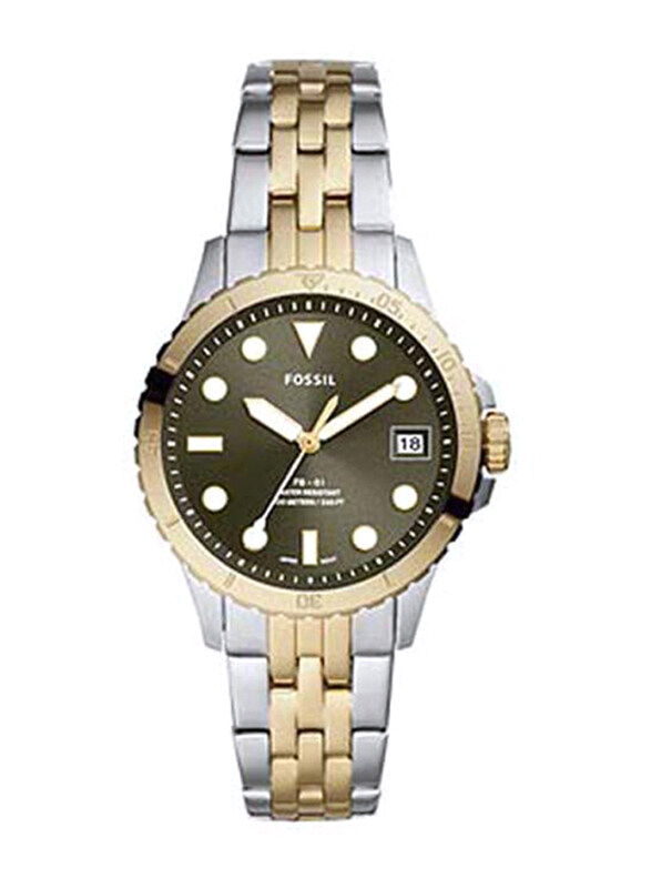 

Fossil Analog Wrist Watch for Women with Stainless Steel Band, ES5117, Silver/Gold-Green