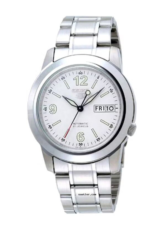 Seiko Analog Wrist Watch for Men with Stainless Steel Band, Water Resistant, SNKE57J1, Silver-White