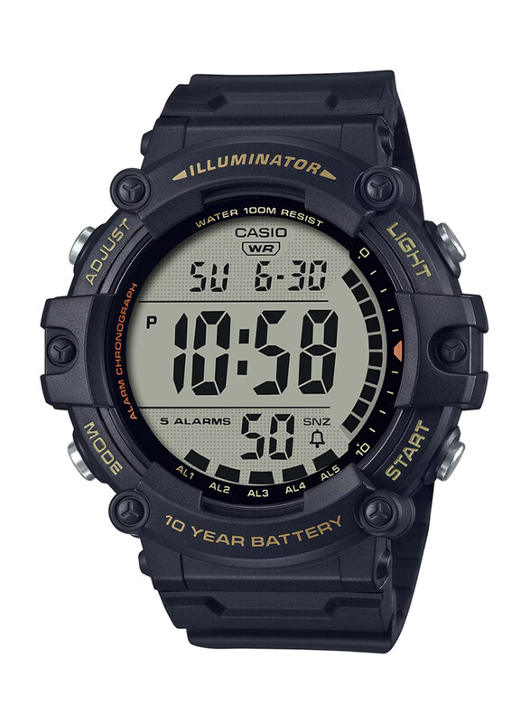 

Casio Youth Digital Watch for Men with Resin Band, Water Resistant, AE-1500WHX-1AVDF, Black-Grey