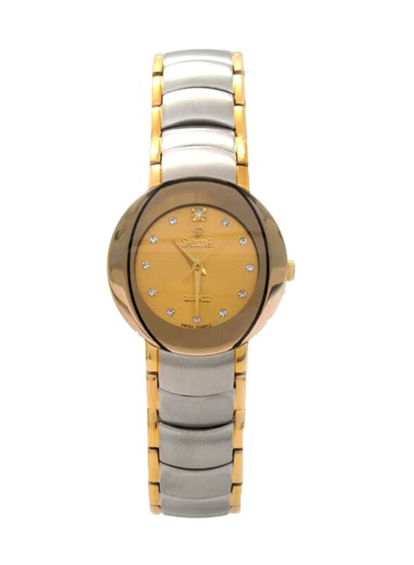 

Swistar Analog Watch for Women with Stainless Steel Band, 1008-2L, Silver/Gold-Gold