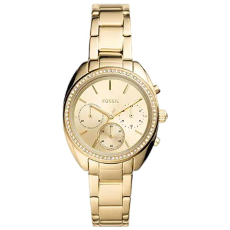 

Fossil Vale Analog Watch for Women with Stainless Steel Band, Water Resistant and Chronograph, BQ3658, Gold-Gold