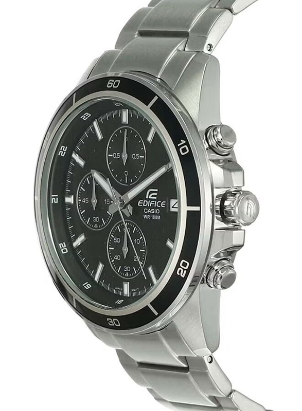 Casio Edifice Analog Wrist Watch for Men with Stainless Steel Band, Water Resistant and Chronograph, EFR-526D-1AVUDF, Silver-Black