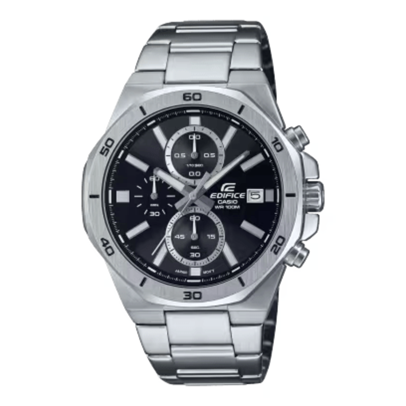 

Casio Edifice Analog Watch for Men with Stainless Steel Band, Water Resistant and Chronograph, EFV-640D-1AV, Silver-Black