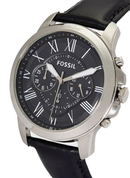 Fossil Analog Watch for Men with Leather Band, Water Resistant and Chronograph, FS4812IE, Black