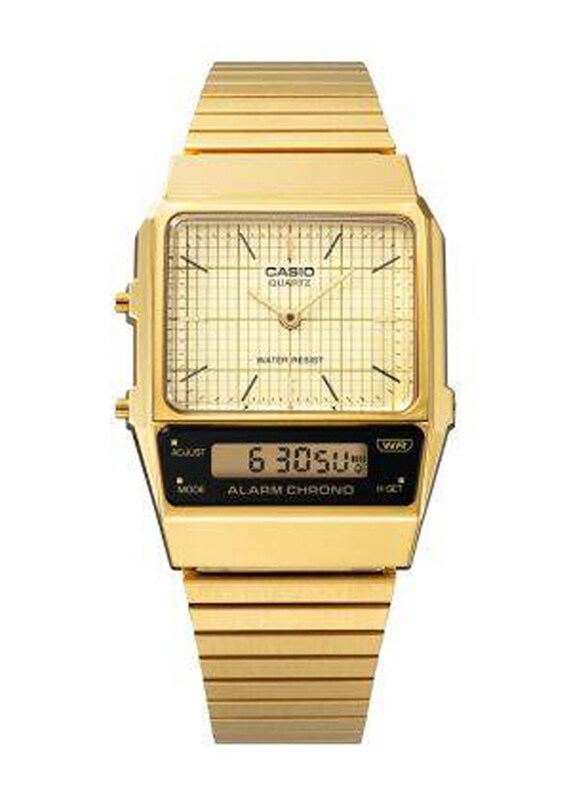 

Casio Analog/Digital Unisex Watch with Stainless Steel Band, Water Resistant, AQ-800EG-9ADF, Gold-Gold