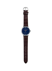 Casio Analog Watch for Men with Leather Band, Water Resistance, MTP-VT01L-2BUDF, Brown-Blue