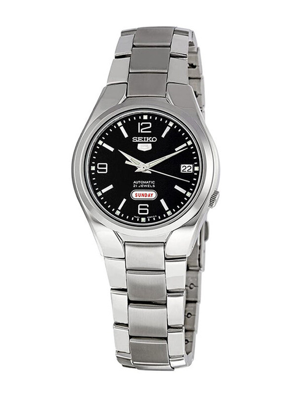

Seiko Analog Watch for Men with Stainless Steel Band, Water Resistant, SNK623, Black-Silver