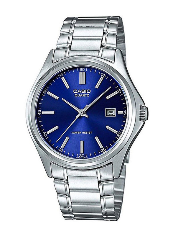 Casio Enticer Analog Watch for Men with Stainless Steel Band, Water Resistant, MTP-1183A-2ADF, Silver-Blue