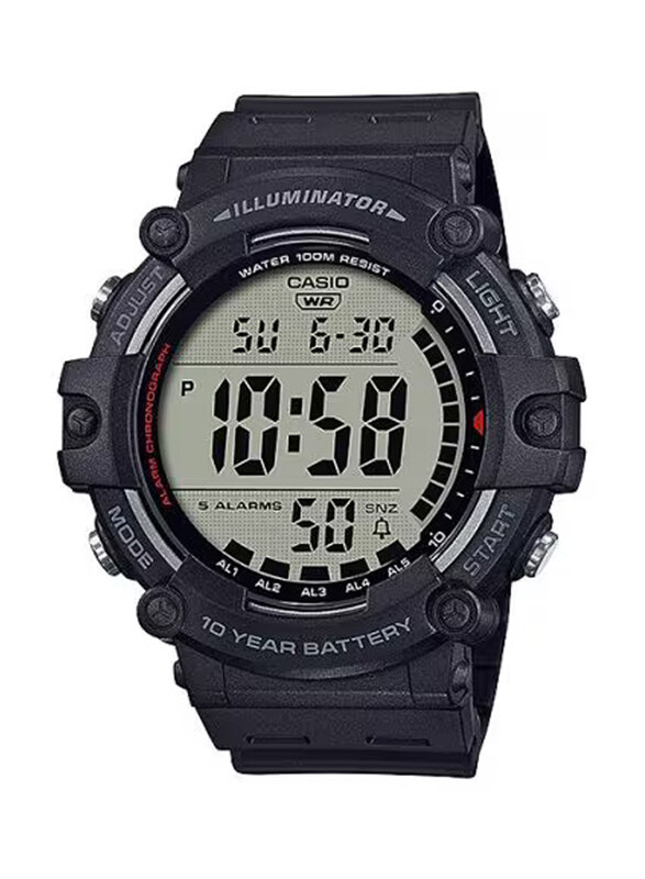 

Casio Youth Digital Watch for Men with Resin Band, Water Resistant, AE-1500WH-1AVDF, Black-Grey