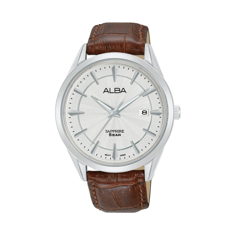 

Alba Analog Watch for Men with Leather Genuine Band, Water Resistant, AS9S59X1, Brown-Silver