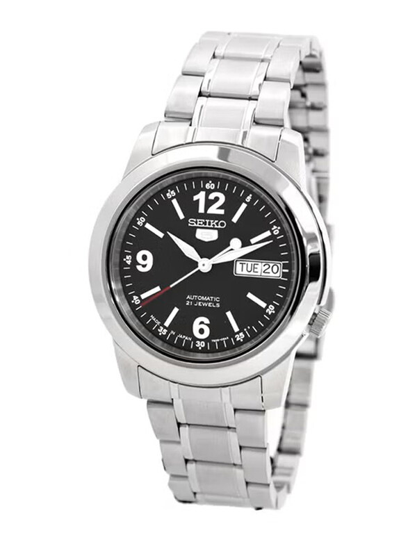 

Seiko Analog Wrist Watch for Men with Stainless Steel Band, Water Resistant, SNKE63J1, Silver-Black