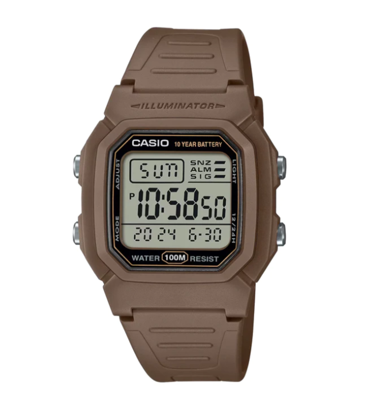 

Casio Digital Watch for Men with Resin Band, Water Resistant, W-800H-5AVDF, Brown-Grey