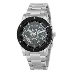 Blade Twist Analog Watch for Men with Stainless Steel Band, Water Resistant and Chronograph, 3581G2MNS, Silver-Black