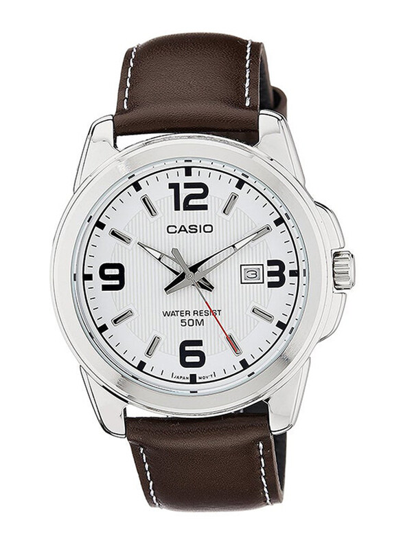 

Casio Enticer Analog Watch for Women with Leather Band, Water Resistant, LTP-1314L-7A, Brown-White