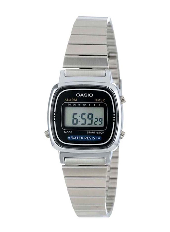 

Casio Youth Digital Watch for Women with Stainless Steel Band, Water Resistant, LA670WA-1, Silver-Grey