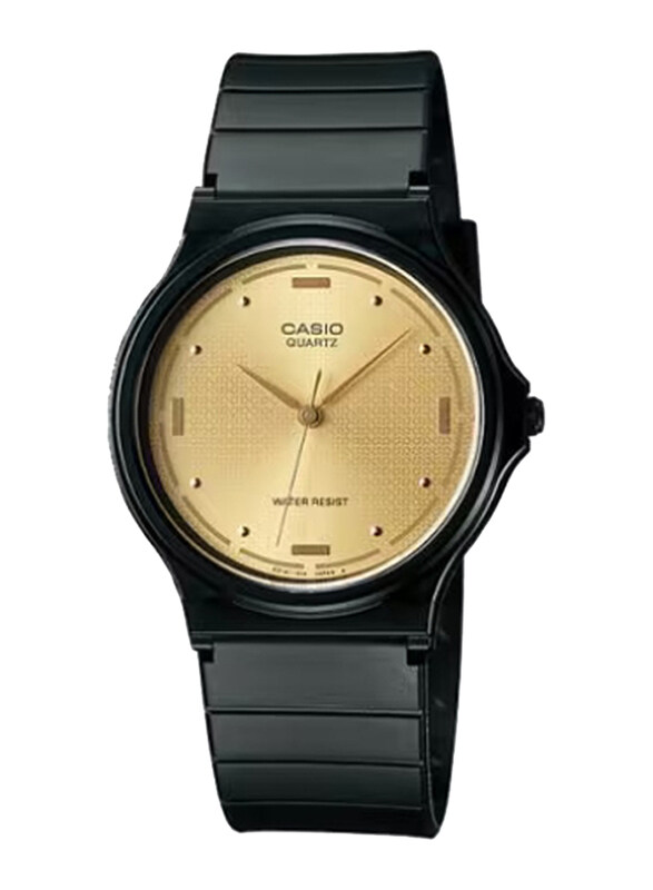 

Casio Analog Watch for Men with Resin Band, Water Resistant, MQ-76-9ALDF, Black-Gold