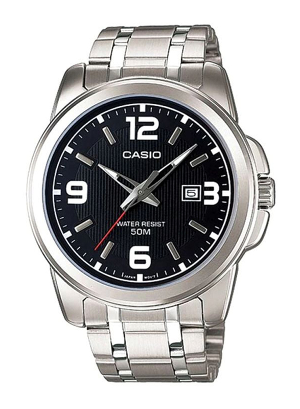 Casio Analog Watch for Men with Stainless Steel Band, Water Resistant, MTP-1314D-1ADF, Silver-Black