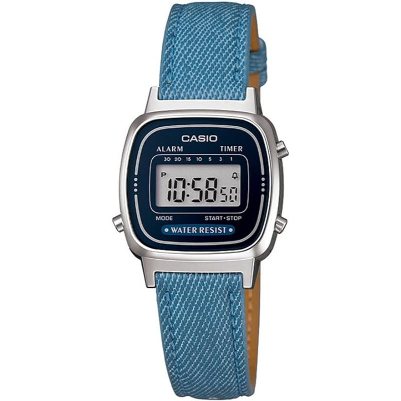 

Casio Vintage Series Digital Watch for Women with Leather Band, Water Resistant, LA670WL-2A2DF, Blue-Blue