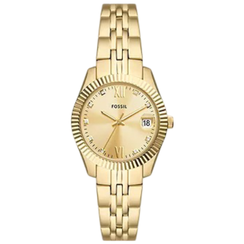 Fossil Scarlette Analog Watch for Women with Stainless Steel Band, Water Resistant, ES5338, Gold-Gold