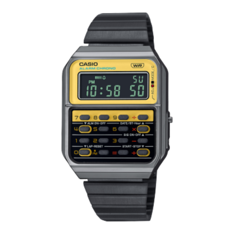 

Casio Vintage Digital Unisex Watch with Resin Band, Water Resistant, CA-500WEGG-9BDF, Black-Gold