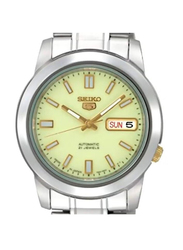 Seiko Analog Watch for Men with Stainless Steel Band, Water Resistant, SNKK19J1, Silver-Green