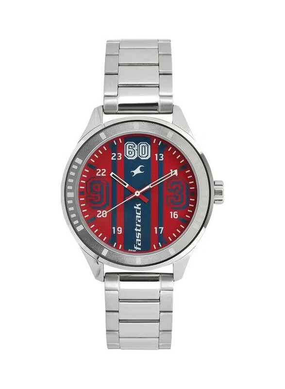 

Fastrack Analog Watch for Boys with Stainless Steel Band, T3177SM01, Silver-Red