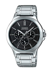 Casio Formal Analog Quartz Watch for Men with Stainless Steel Band, Water Resistant and Chronograph, MTP-V300D-1AUDF, Silver/Black